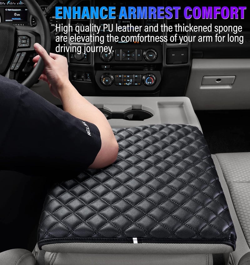 Sinvanho Store Thickened Center Console Armrest Cover for 2015-2025 Ford F150 Accessories, PU Leather Middle Console Protective Cover, Arm Rest Box Lid Cushion, Fits Only 40/20/40 Jump Seat Console - Image 2